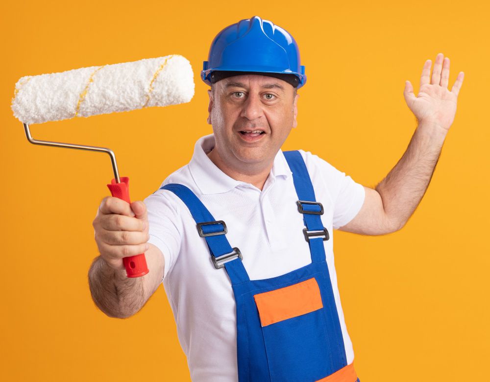 Painter holding a paint roller